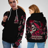 Not Today Breast Cancer Skull And Roses Personalized Name All Over Print Unisex Hoodie