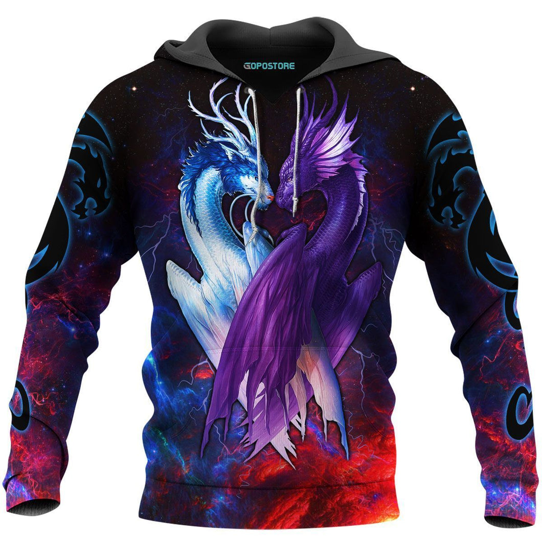 Christmas Dragon Couple All Over Print Unisex Hoodie