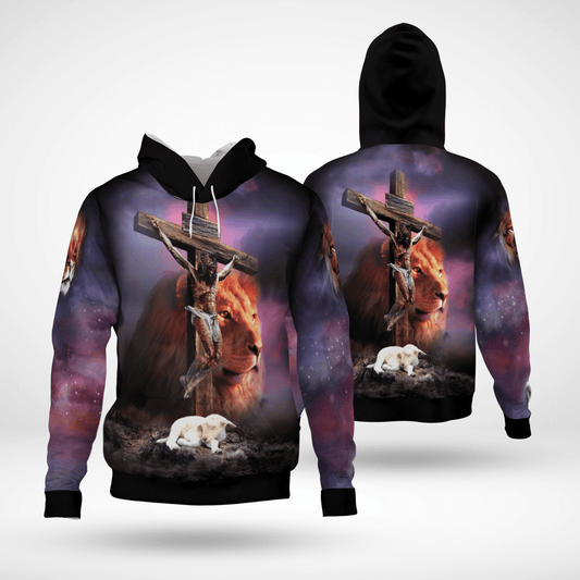 Jesus Lion Cross Christian - Christ - Jesus - God 3D All Over Print Unisex Hoodie US Size