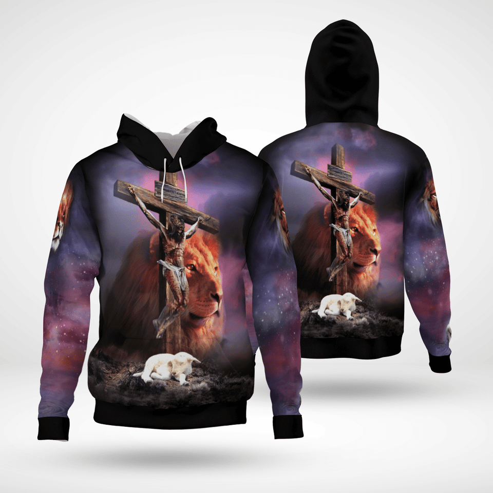 Jesus Lion Cross Christian - Christ - Jesus - God 3D All Over Print Unisex Hoodie US Size