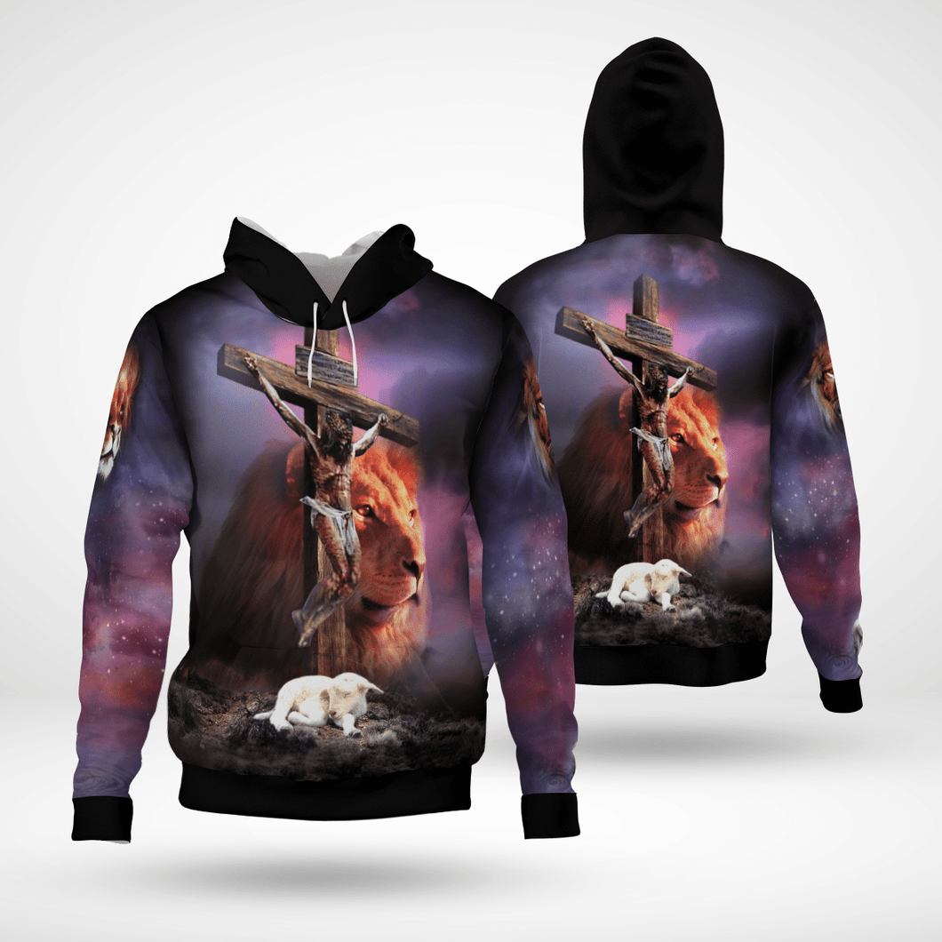 Jesus Lion Cross Christian - Christ - Jesus - God 3D All Over Print Unisex Hoodie US Size