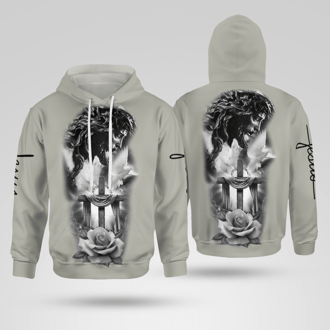 Jesus Cross Rose Christian - Christ - Jesus - God 3D All Over Print Unisex Hoodie US Size