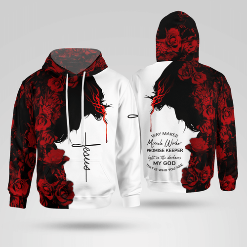 Jesus And Roses Christian - Christ - Jesus - God 3D All Over Print Unisex Hoodie US Size