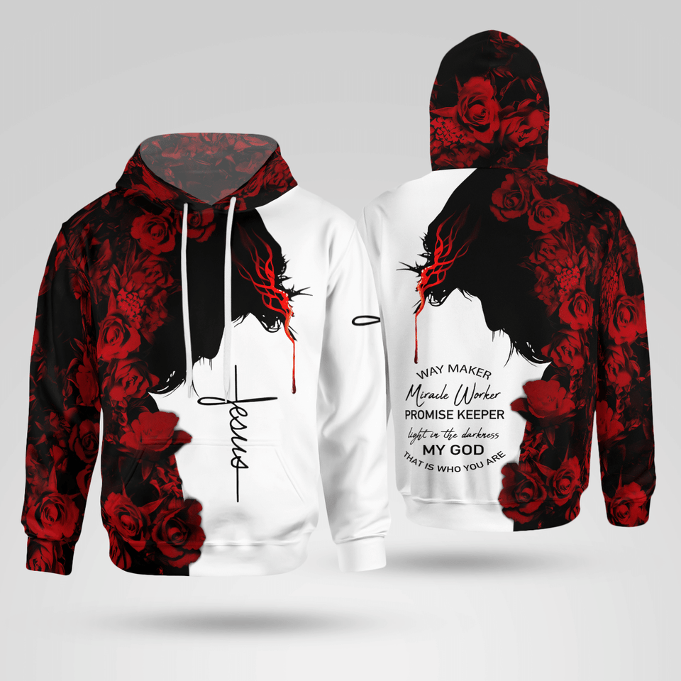 Jesus And Roses Christian - Christ - Jesus - God 3D All Over Print Unisex Hoodie US Size