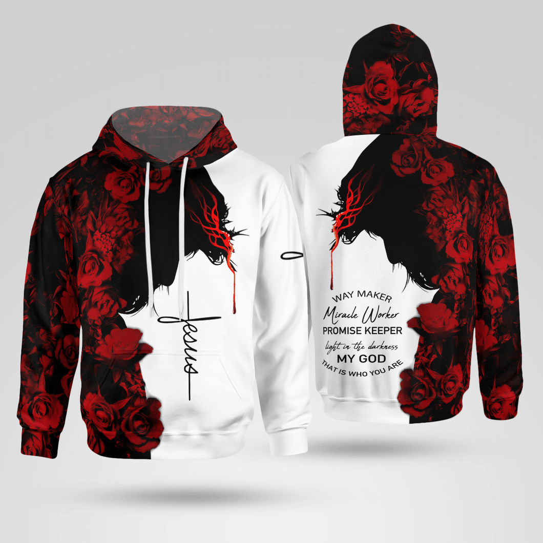 Jesus And Roses Christian - Christ - Jesus - God 3D All Over Print Unisex Hoodie US Size