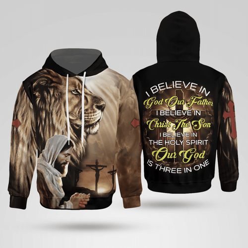 Jesus And Lion Believe In Christian - Christ - Jesus - God 3D All Over Print Unisex Hoodie US Size