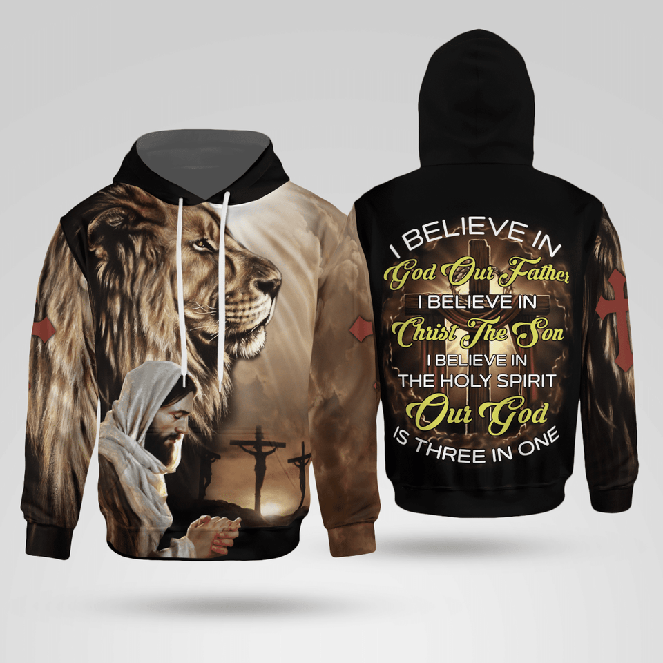 Jesus And Lion Believe In Christian - Christ - Jesus - God 3D All Over Print Unisex Hoodie US Size