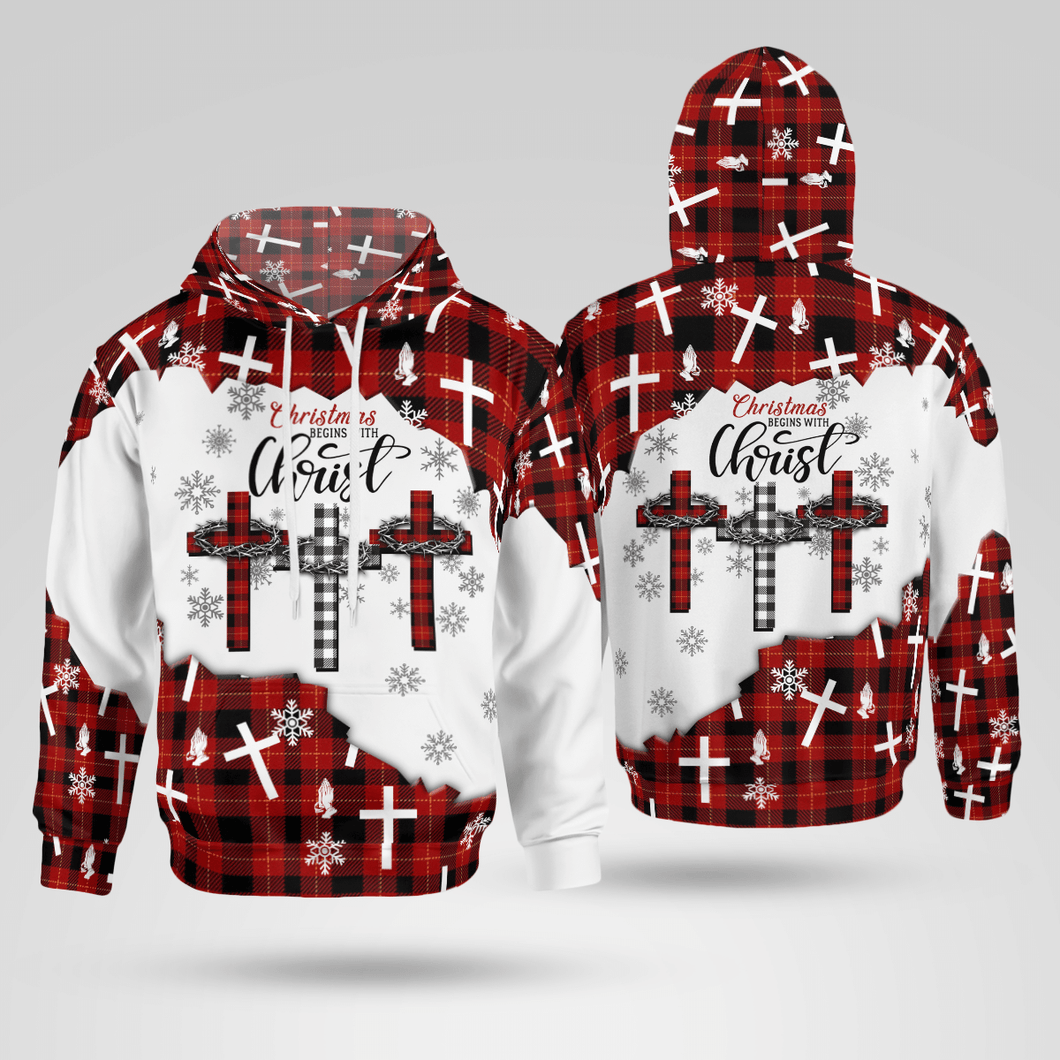 Christmas Begin With Christ Christian - Christ - Jesus - God 3D All Over Print Unisex Hoodie US Size