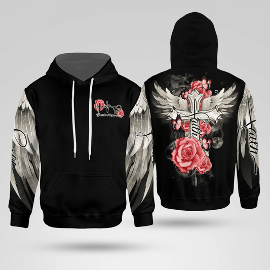 Faith Angel Wings Christian - Christ - Jesus - God 3D All Over Print Unisex Hoodie US Size