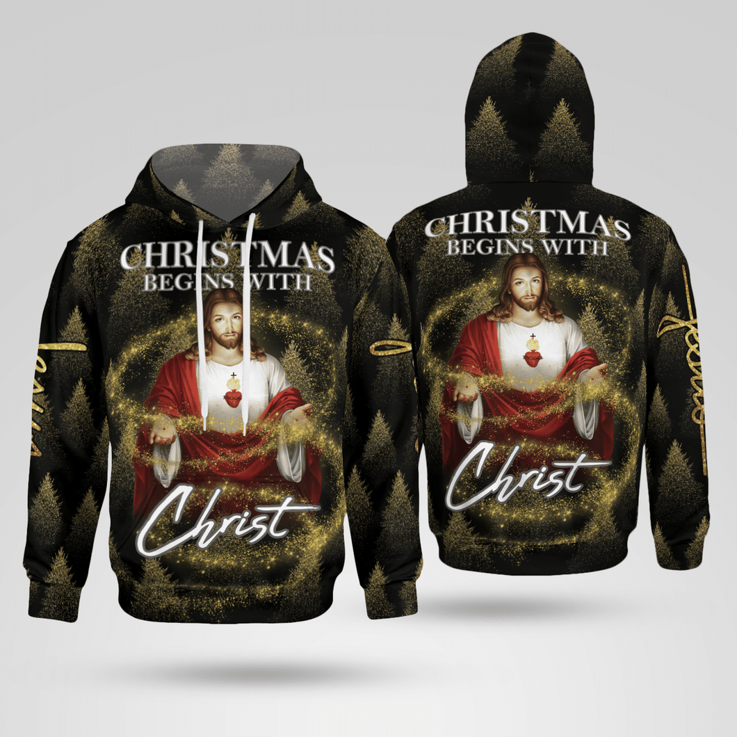 Christmas Begins With Christ Christian - Christ - Jesus - God 3D All Over Print Unisex Hoodie US Size