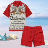 Budweiser King Of Beers All Over Print 3D Unisex Hawaiian Shirt And Beach Short