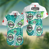 Heineken Beer Tropical Leafs All Over Print 3D Hawaiian Shirt