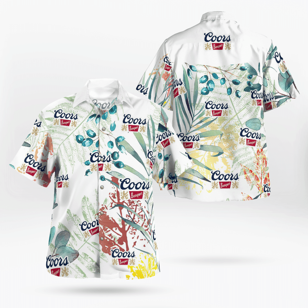 Coors Banquet Beer Colorful Leaves Pattern All Over Print 3D Hawaiian Shirt