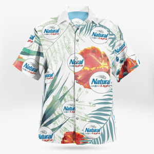 Natural Light Beer All Over Print 3D Flowery Aloha Summer Beach Hawaiian Shirt