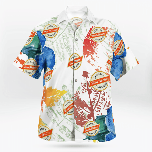 Red Stripe Beer All Over Print 3D Colorful Aloha Summer Beach Hawaiian Shirt