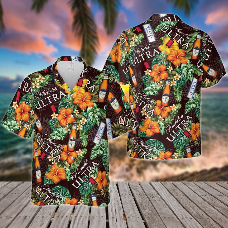 Michelob Ultra Beer All Over Print 3D Flowery Aloha Summer Beach Hawaiian Shirt