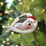 Personalized Maltipoo Sleeping Angel Christmas Flat Acrylic Dog Ornament Memorial Dog Gift