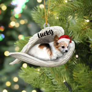 Personalized Papillon Sleeping Angel Christmas Flat Acrylic Dog Ornament Memorial Dog Gift