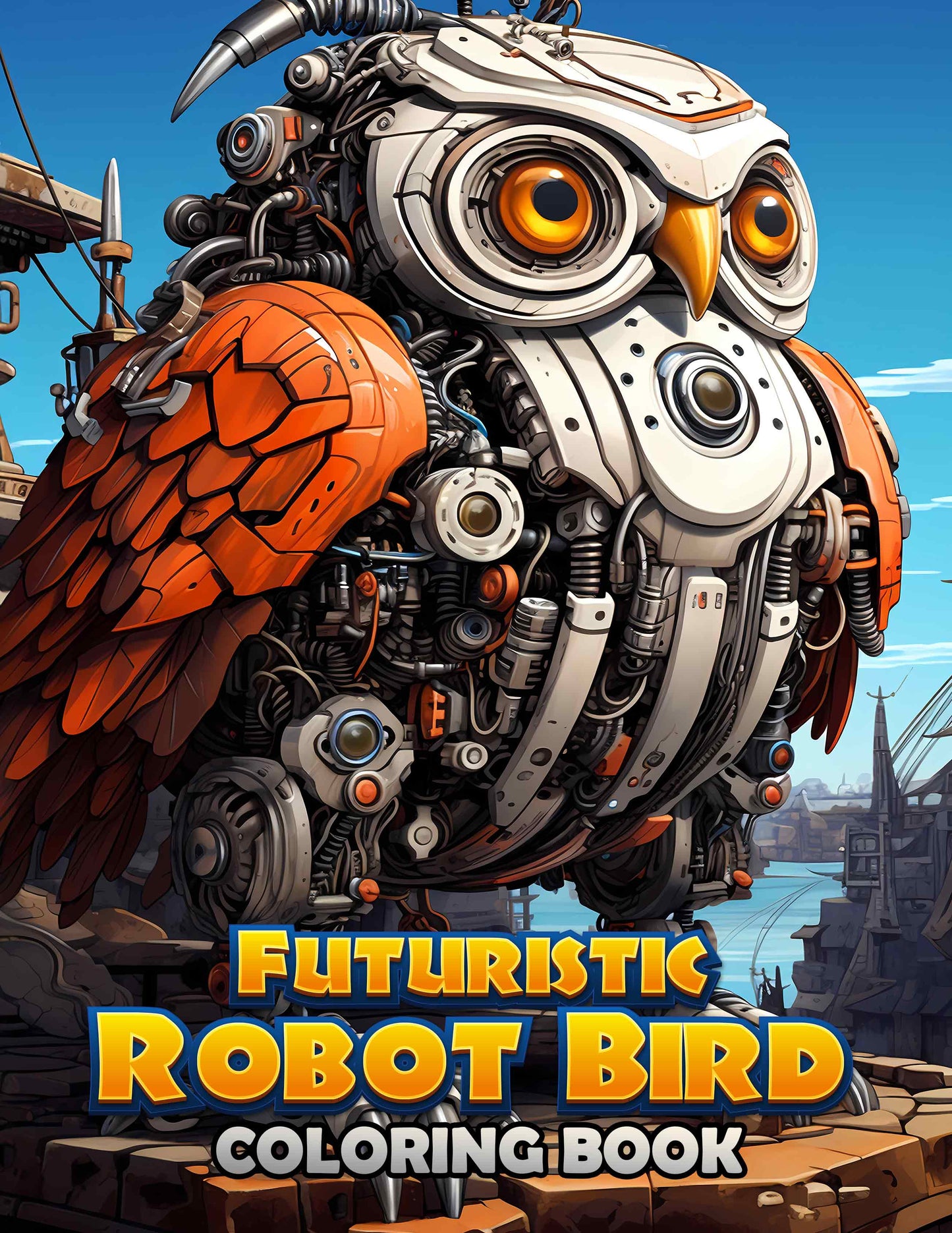 Futuristic Robot Bird 30 Pages Printable Coloring Book