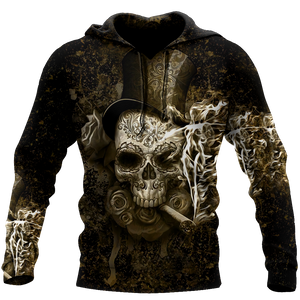 Unisex Hoodie All Over Print Skull Gifts Smoking Skull Unisex Hoodie