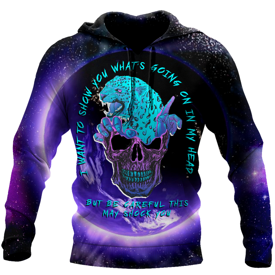 Unisex Hoodie All Over Print Skull Gifts Blue Jaguar Love Skull Unisex Hoodie