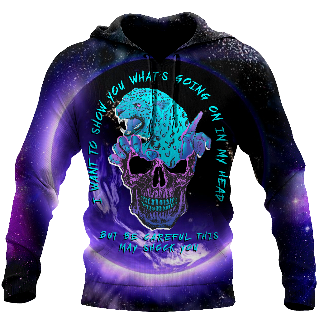 Unisex Hoodie All Over Print Skull Gifts Blue Jaguar Love Skull Unisex Hoodie