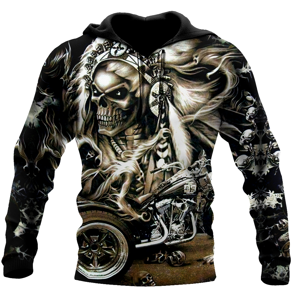 Unisex Hoodie All Over Print Skull Gifts Skull Motorbike All Over Printed Unisex Hoodie