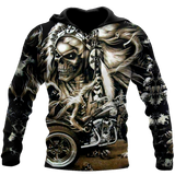 Unisex Hoodie All Over Print Skull Gifts Skull Motorbike All Over Printed Unisex Hoodie