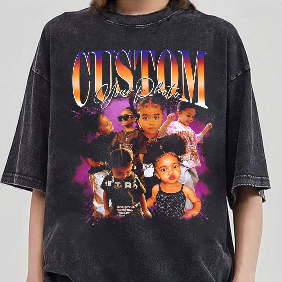 Custom Face T-Shirt for Men Women, 90s Vintage Shirt