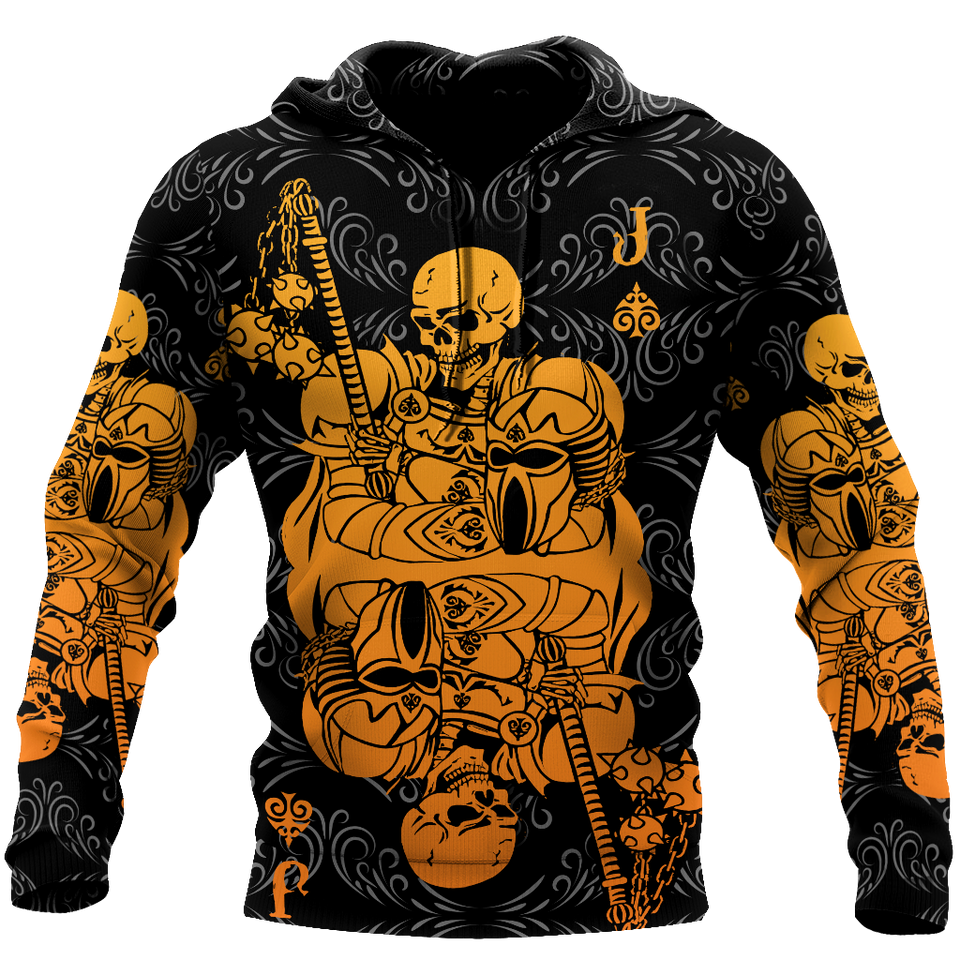 Unisex Hoodie All Over Print Skull Gifts Samurai Skull Poker Over Printed Unisex Hoodie