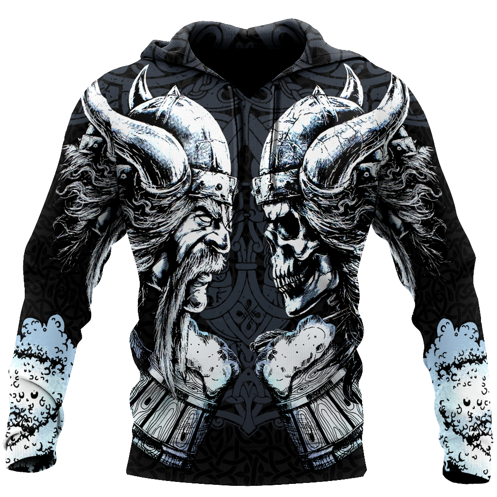 Unisex Hoodie All Over Print Skull Gifts Love beer skull &amp; viking all over printed Unisex Hoodie