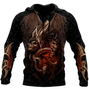 Unisex Hoodie All Over Print Skull Gifts Love dragon skull all over printed Unisex Hoodie