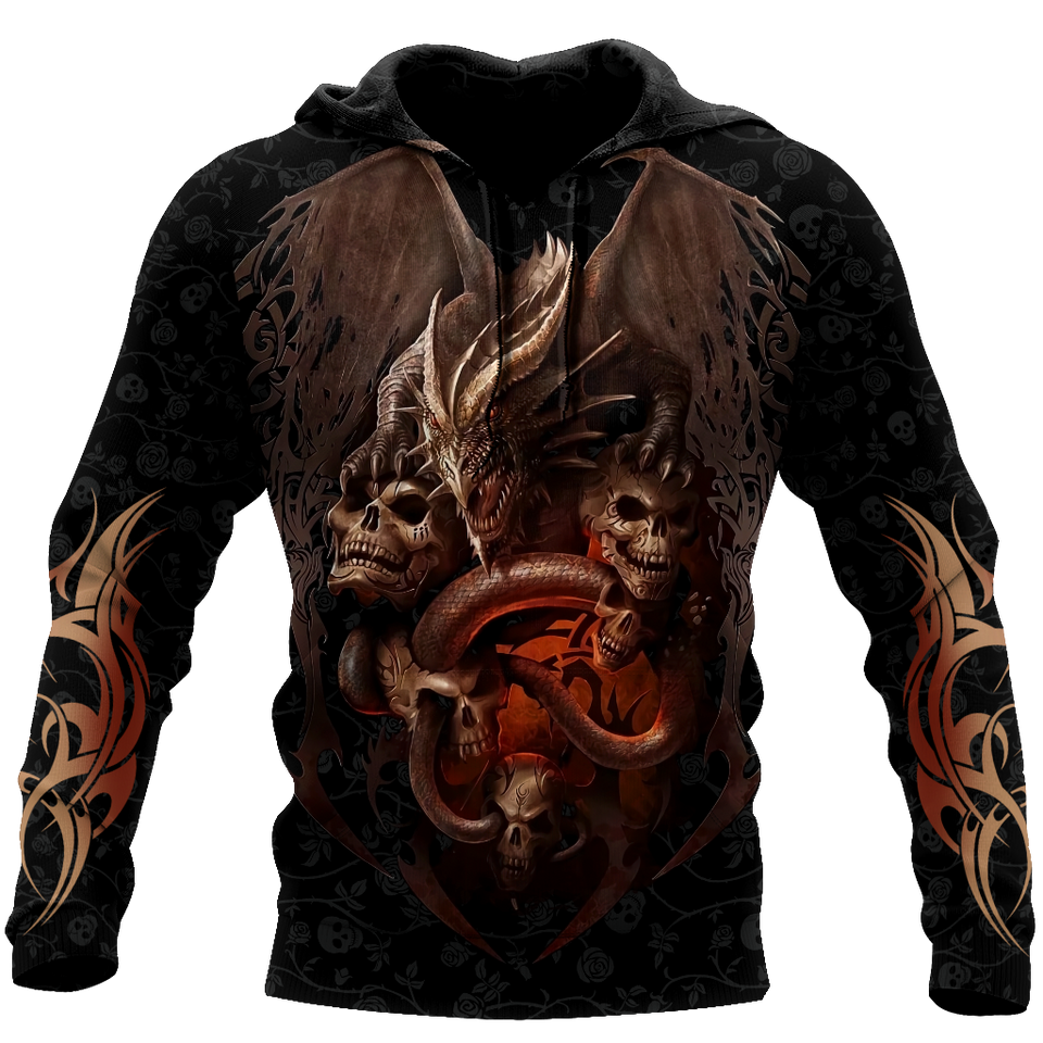 Unisex Hoodie All Over Print Skull Gifts Love dragon skull all over printed Unisex Hoodie