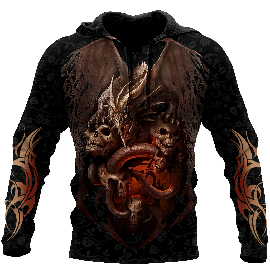 Unisex Hoodie All Over Print Skull Gifts Love dragon skull all over printed Unisex Hoodie