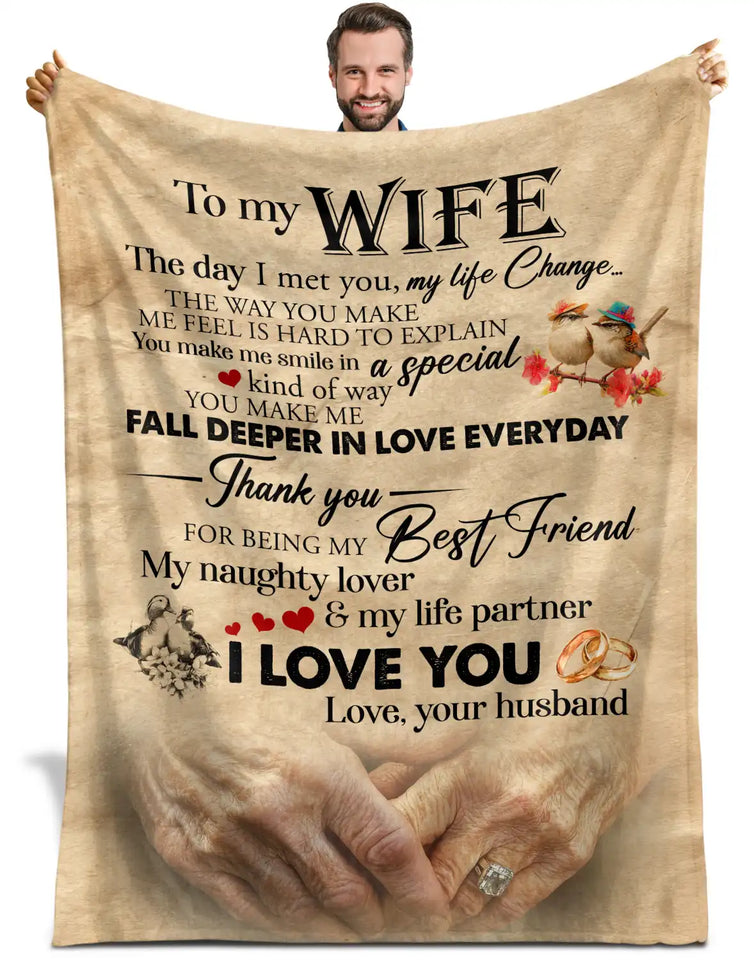 Personalized Wife Blanket From Husband – Vintage Love Anniversary Gift