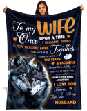 Personalized Wife Blanket From Husband – Wolf Couple Romantic Gift