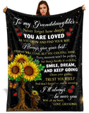 Personalized Granddaughter Blanket From Grandma – Sunflower Inspirational Gift