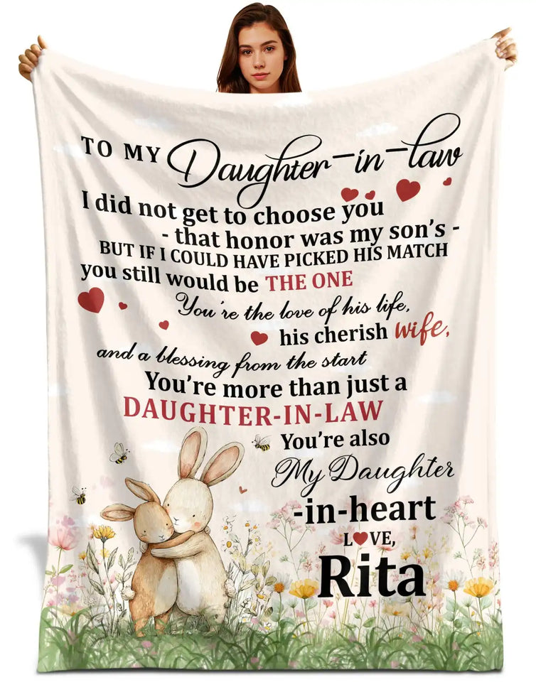 Personalized Daughter-in-Law Blanket, Custom Name Gift from Mother-in-Law