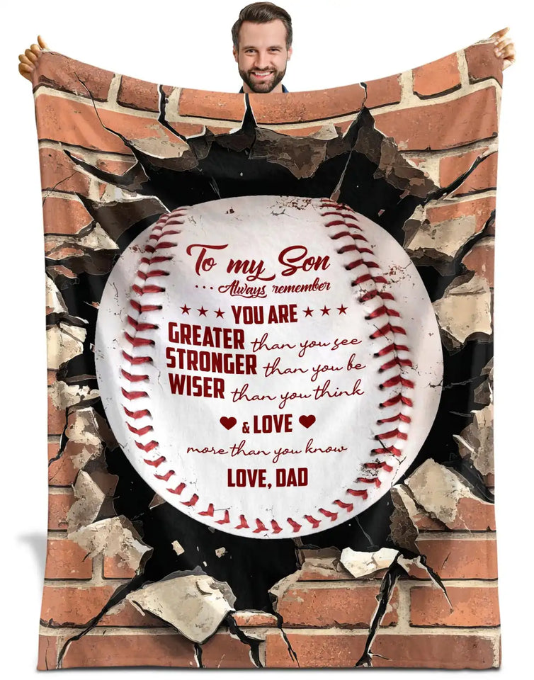 Personalized Son Baseball Blanket From Dad – Inspirational Sports Gift