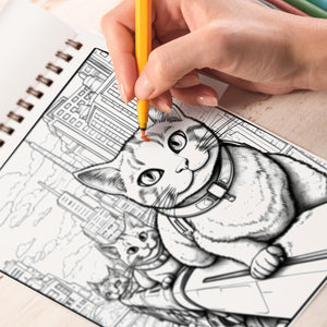 Cat In Multiverse Spiral Bound Coloring Book: Discover 30 Whimsical Illustrations of Cats Journeying through the Cosmos in this Colorful Adventure