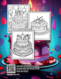 Birthday Cake 30 Pages Printable Coloring Book