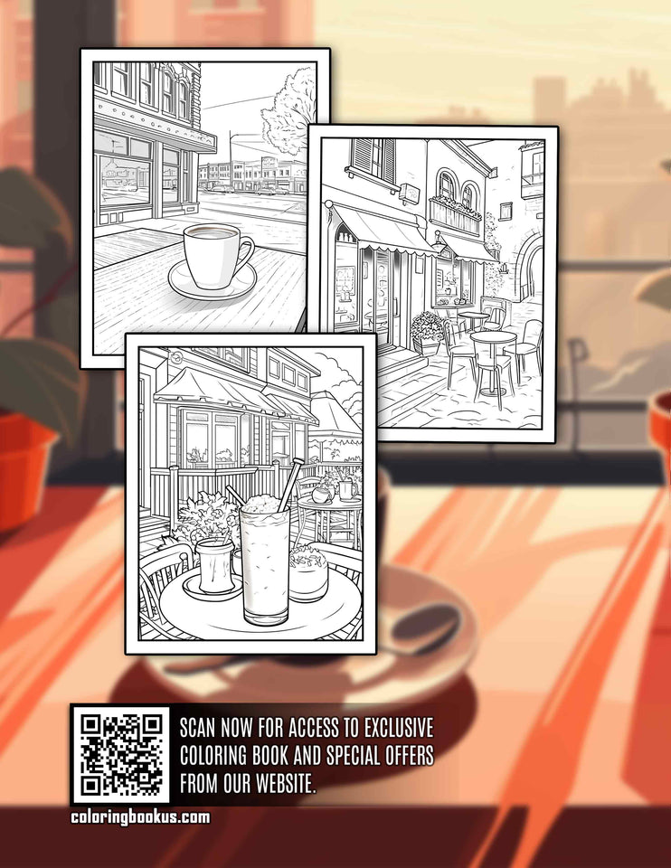 Cafe Vibes 30 Pages Printable Coloring Book