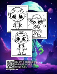 Chibi Cute Alien 30 Pages Printable Coloring Book