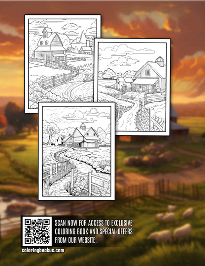 Countryside Life 30 Pages Printable Coloring Book