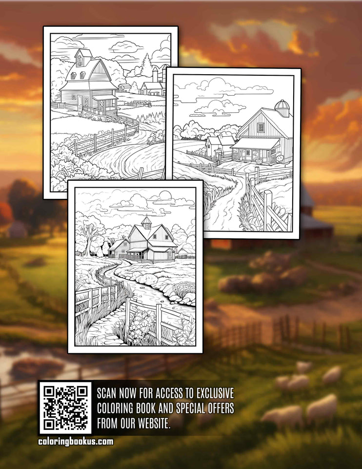 Countryside Life 30 Pages Printable Coloring Book