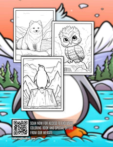 Cute Arctic Animals 30 Pages Printable Coloring Book