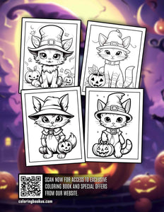 Cute Spooky Halloween Cat 30 Pages Printable Coloring Book