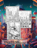 Futuristic City 30 Pages Printable Coloring Book