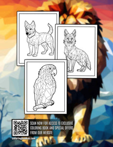 Geometric Animal 30 Pages Printable Coloring Book