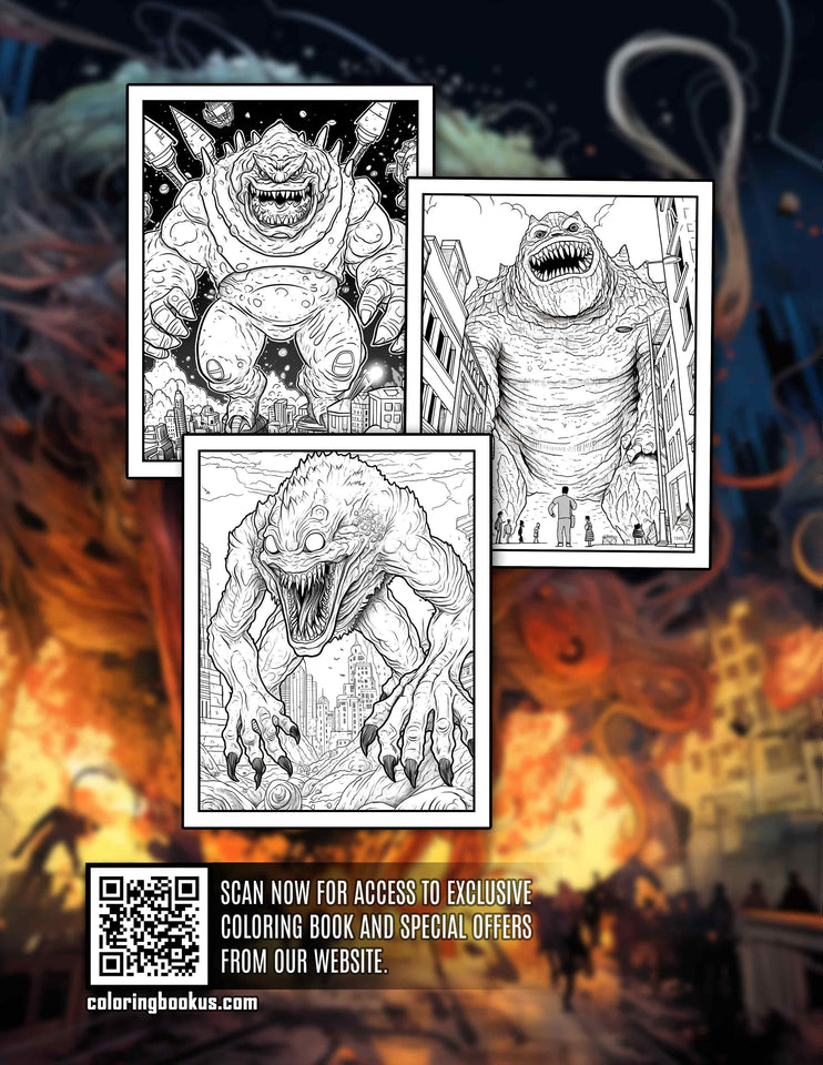 Giant Monster In City 30 Pages Printable Coloring Book